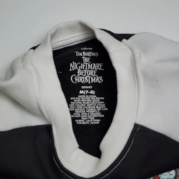 Unisex Boys Girls Disney Nightmare Before Christmas Fleece Sweatshirt Size M 7-8